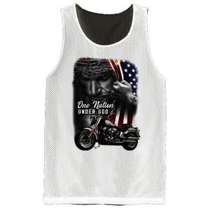 Biker Christian Motorcycles Lover One Nation Under God Mesh Reversible Basketball Jersey Tank