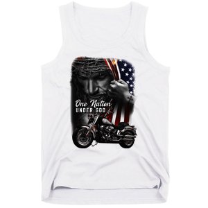 Biker Christian Motorcycles Lover One Nation Under God Tank Top