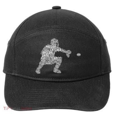 Baseball Catcher Men Kids 7-Panel Snapback Hat