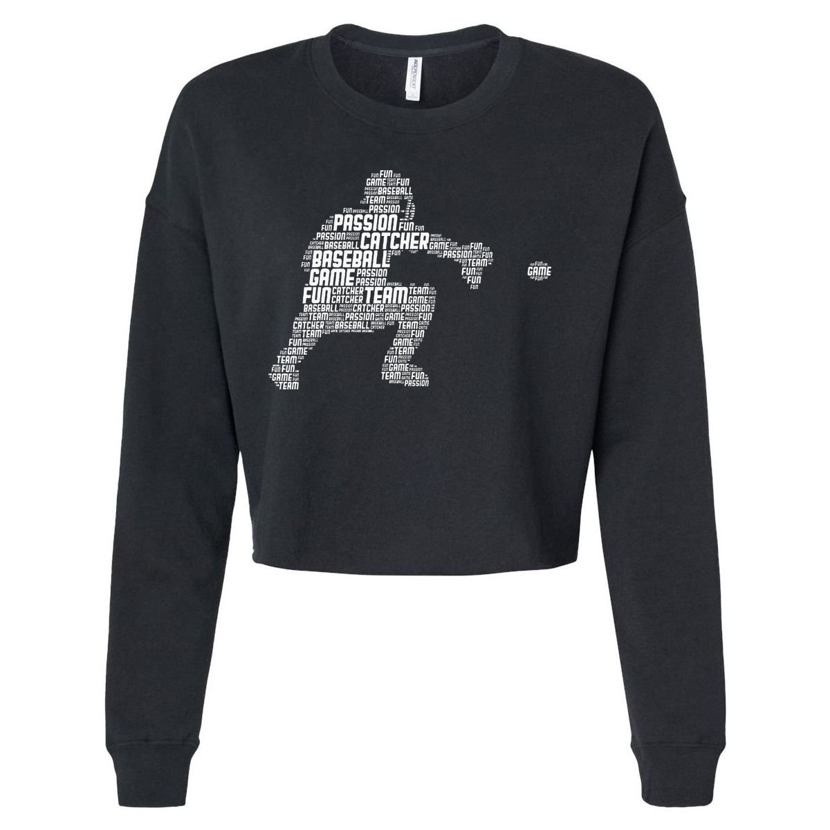 Baseball Catcher Men Kids Cropped Pullover Crew