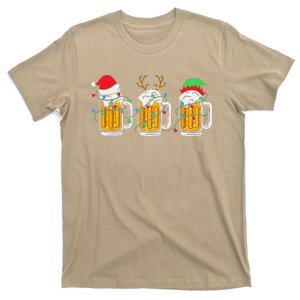 Beer Christmas Mug Santa Reinbeer Xmas Tree Lights Funny Funny T-Shirt