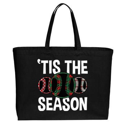 Baseball Christmas Merry Xmas Santa Claus Pitcher Catcher Gift Cotton Canvas Jumbo Tote