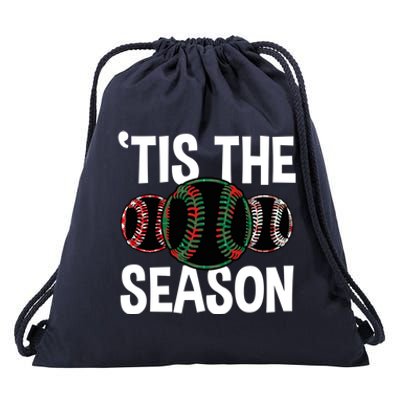 Baseball Christmas Merry Xmas Santa Claus Pitcher Catcher Gift Drawstring Bag