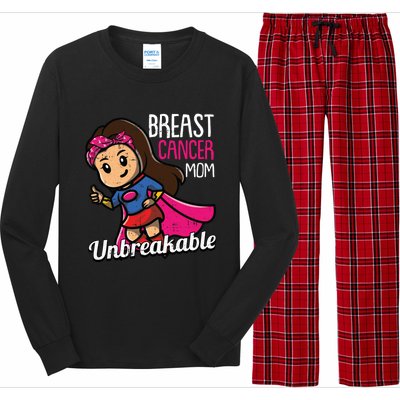 Breast Cancer Mom Unbreakable Awareness Fighter Warrior Gift Long Sleeve Pajama Set