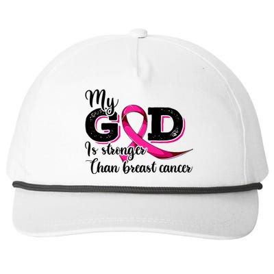 Breast Cancer My God Is Stronger Than Breast Cancer Snapback Five-Panel Rope Hat