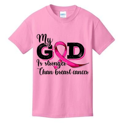 Breast Cancer My God Is Stronger Than Breast Cancer Kids T-Shirt