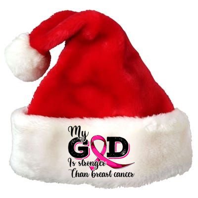 Breast Cancer My God Is Stronger Than Breast Cancer Premium Christmas Santa Hat