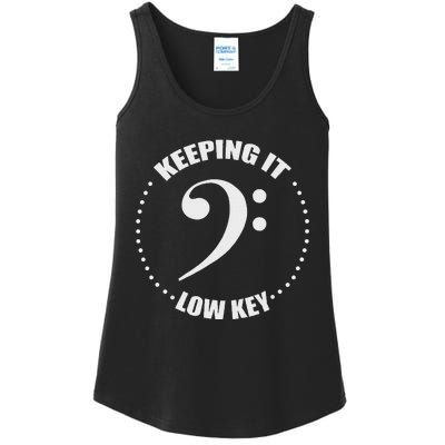 Bass Clef Music Keeping It Low Key Musician Humor Ladies Essential Tank