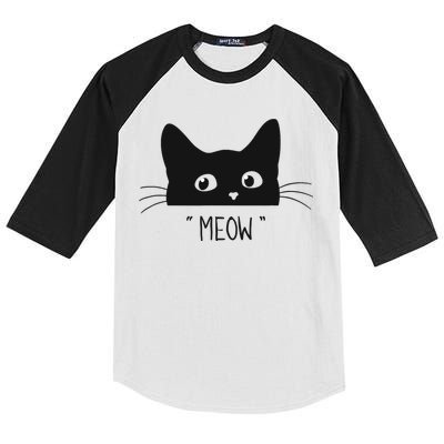 Black Cat Meow Cat Meow Kitty Funny Cats Kitty Kids Colorblock Raglan Jersey