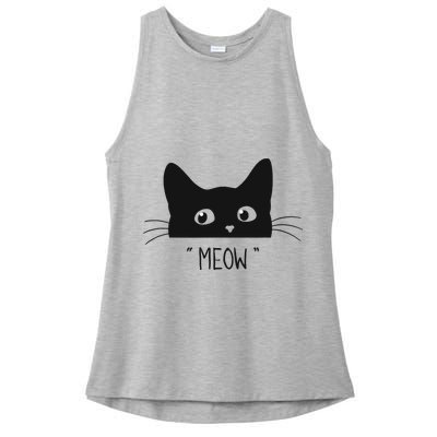 Black Cat Meow Cat Meow Kitty Funny Cats Kitty Ladies PosiCharge Tri-Blend Wicking Tank