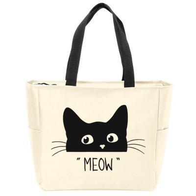 Black Cat Meow Cat Meow Kitty Funny Cats Kitty Zip Tote Bag