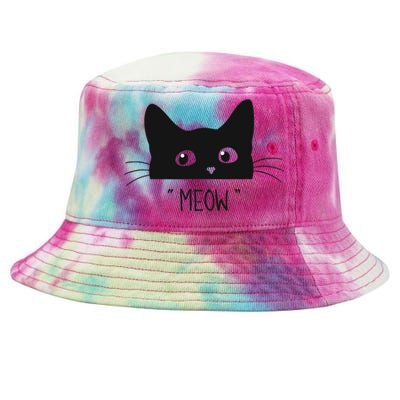 Black Cat Meow Cat Meow Kitty Funny Cats Kitty Tie-Dyed Bucket Hat