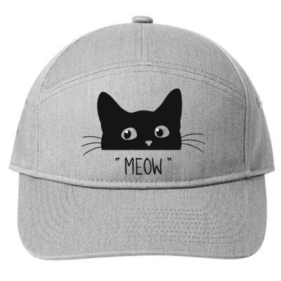 Black Cat Meow Cat Meow Kitty Funny Cats Kitty 7-Panel Snapback Hat