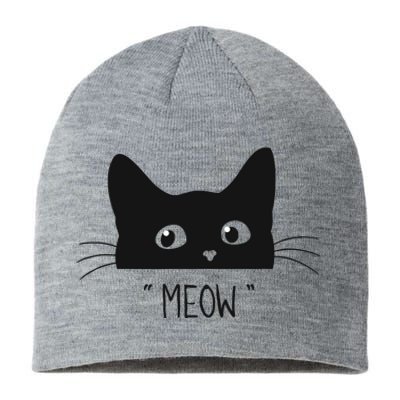 Black Cat Meow Cat Meow Kitty Funny Cats Kitty Sustainable Beanie