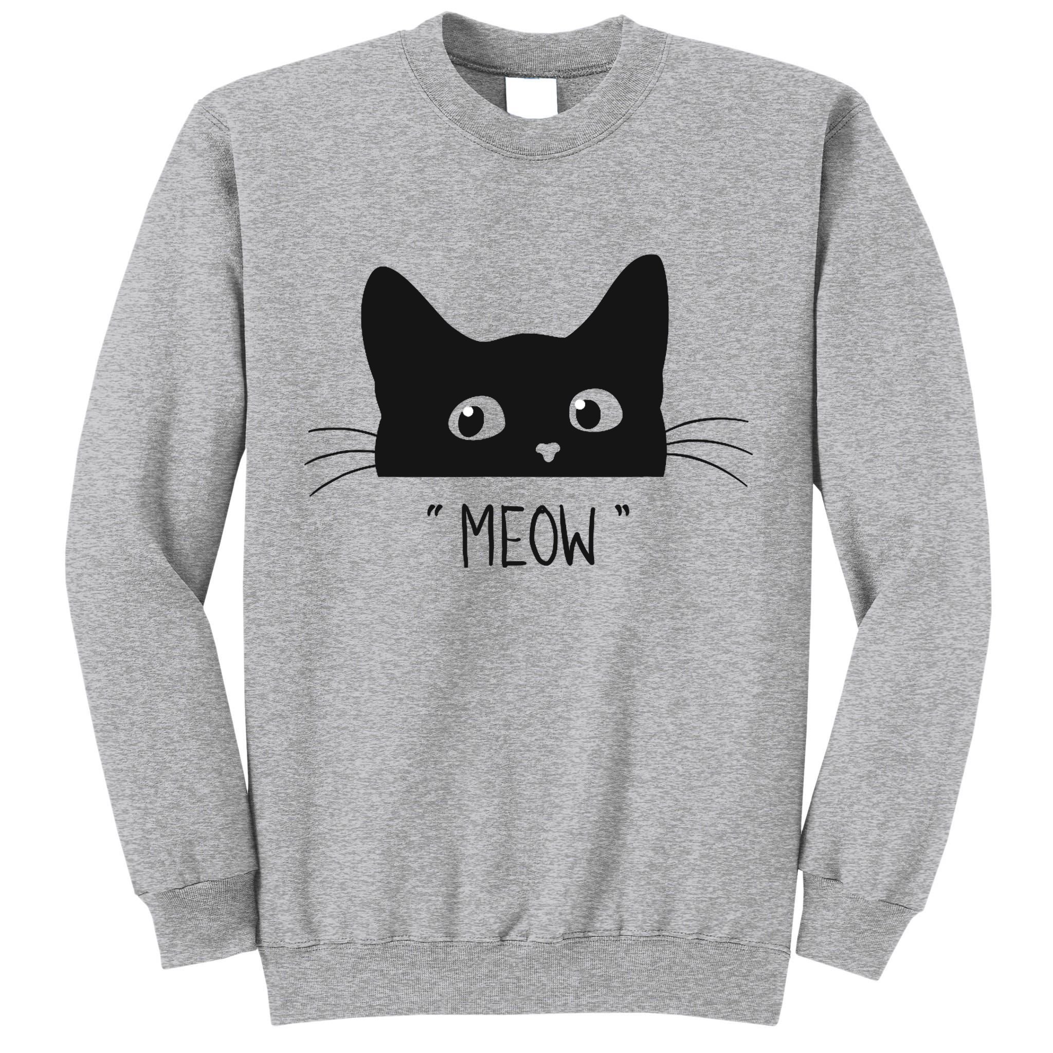 Black Cat Meow Cat Meow Kitty Funny Cats Kitty Tall Sweatshirt