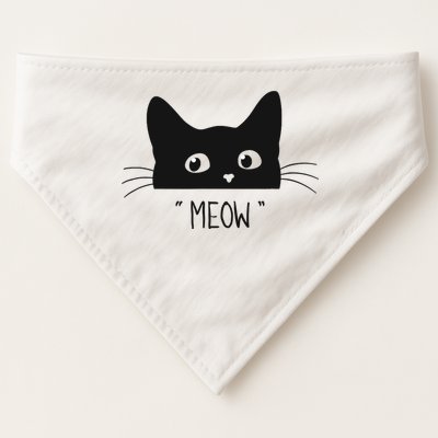 Black Cat Meow Cat Meow Kitty Funny Cats Kitty USA-Made Doggie Bandana