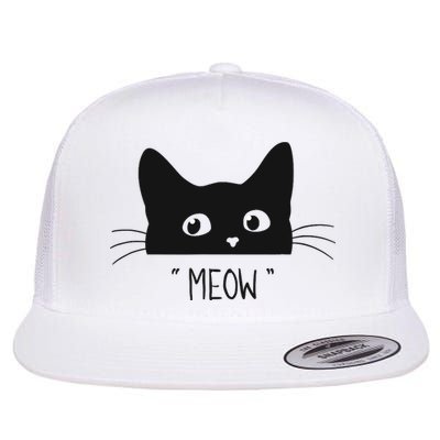 Black Cat Meow Cat Meow Kitty Funny Cats Kitty Flatbill Hat