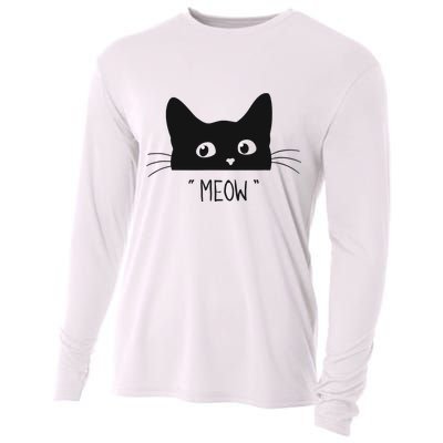 Black Cat Meow Cat Meow Kitty Funny Cats Kitty Cooling Performance Long Sleeve Crew