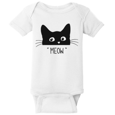 Black Cat Meow Cat Meow Kitty Funny Cats Kitty Baby Bodysuit