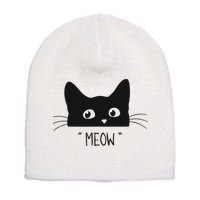 Black Cat Meow Cat Meow Kitty Funny Cats Kitty Short Acrylic Beanie