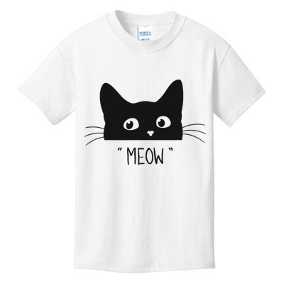 Black Cat Meow Cat Meow Kitty Funny Cats Kitty Kids T-Shirt