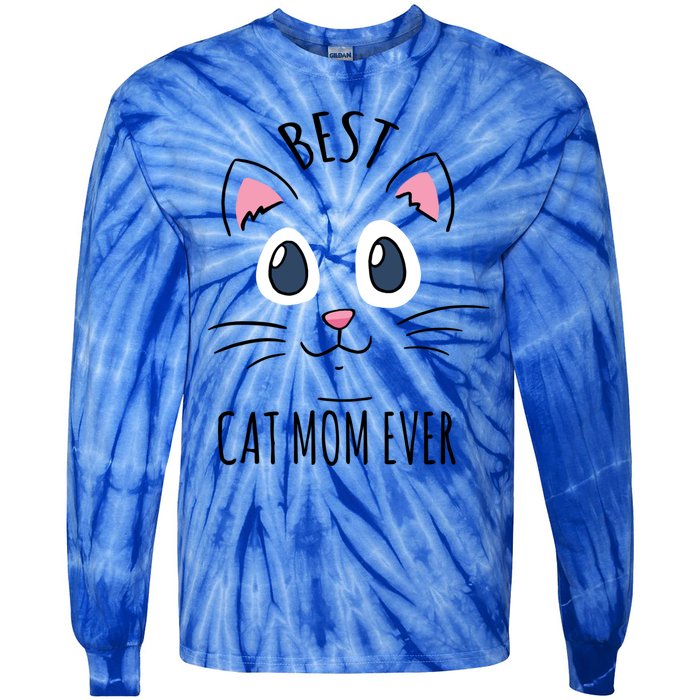 Best Cat Mom Ever Cute Cat Lovers Gift Meaningful Gift Tie-Dye Long Sleeve Shirt