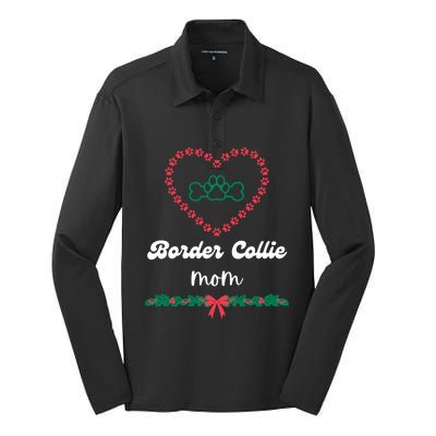 Border Collie Mom Christmas Holidays Xmas Cute Fur Mama Gift Silk Touch Performance Long Sleeve Polo