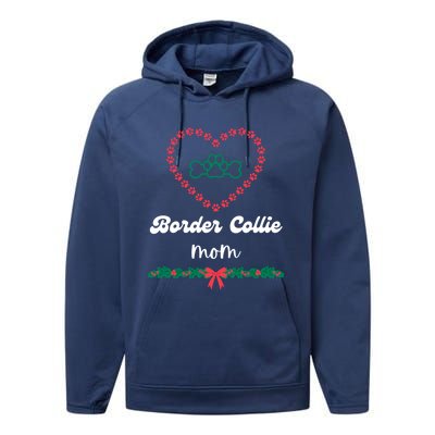 Border Collie Mom Christmas Holidays Xmas Cute Fur Mama Gift Performance Fleece Hoodie