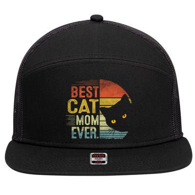 Best Cat Mom Ever Cute Mother's Day Cat Lovers Cat Mommy Great Gift 7 Panel Mesh Trucker Snapback Hat