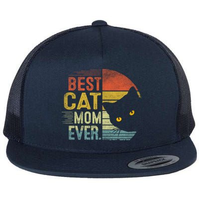 Best Cat Mom Ever Cute Mother's Day Cat Lovers Cat Mommy Great Gift Flat Bill Trucker Hat