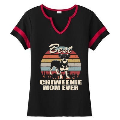 Best Chiweenie Mom Ever Vintage Retro Dog Mom Ladies Halftime Notch Neck Tee