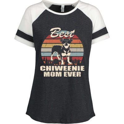 Best Chiweenie Mom Ever Vintage Retro Dog Mom Enza Ladies Jersey Colorblock Tee