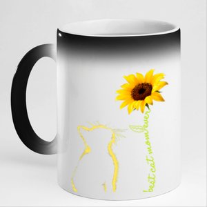 Best Cat Mom Ever Sunflower Mothers Day Gifts For Cat Lover 11oz Black Color Changing Mug