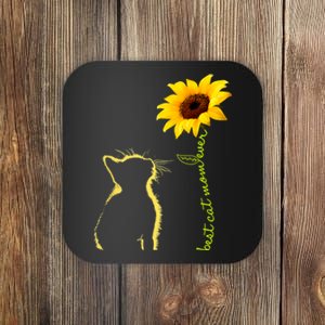 Best Cat Mom Ever Sunflower Mothers Day Gifts For Cat Lover Coaster