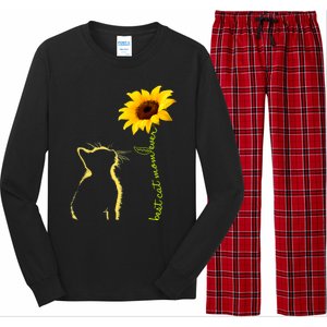 Best Cat Mom Ever Sunflower Mothers Day Gifts For Cat Lover Long Sleeve Pajama Set