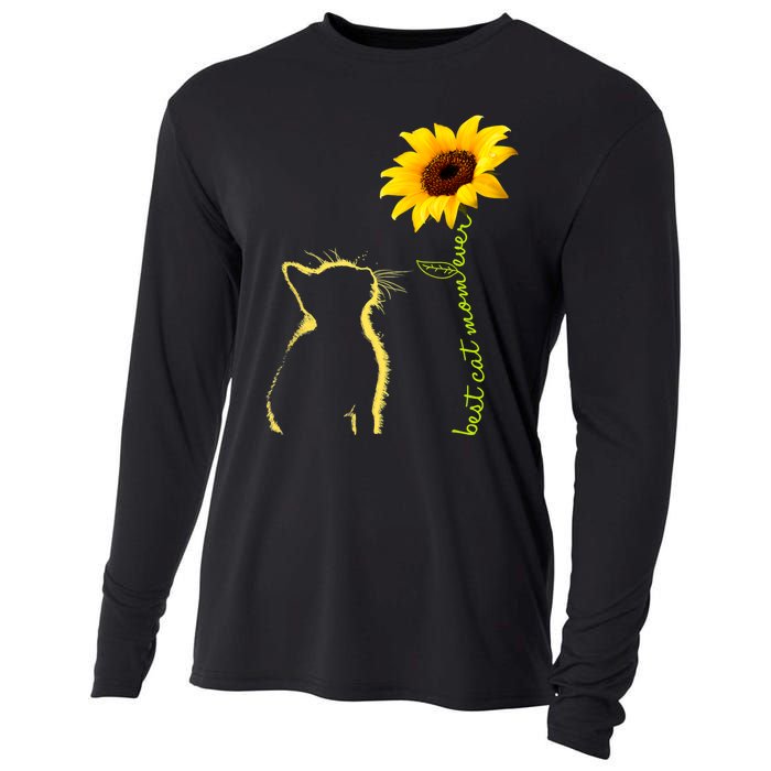 Best Cat Mom Ever Sunflower Mothers Day Gifts For Cat Lover Cooling Performance Long Sleeve Crew