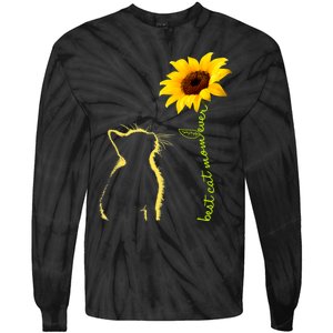 Best Cat Mom Ever Sunflower Mothers Day Gifts For Cat Lover Tie-Dye Long Sleeve Shirt