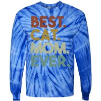 Best Cat Mom Ever Retro Crazy Cat Lady Gift Tie-Dye Long Sleeve Shirt