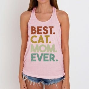 Best Cat Mom Ever Retro Crazy Cat Lady Gift Women's Knotted Racerback Tank