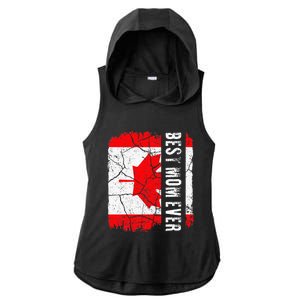 Best Canadian Mom Ever Canada Flag Ladies PosiCharge Tri-Blend Wicking Draft Hoodie Tank