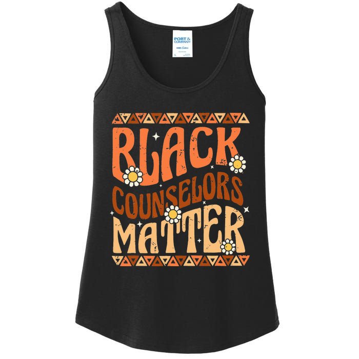 Black Counselors Matter Black History Month Retro Groovy Ladies Essential Tank