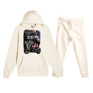 Biker Christian Motorcycles Lover One Nation Under God Premium Hooded Sweatsuit Set