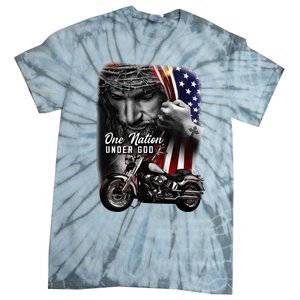 Biker Christian Motorcycles Lover One Nation Under God Tie-Dye T-Shirt