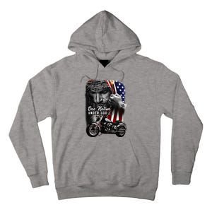 Biker Christian Motorcycles Lover One Nation Under God Tall Hoodie