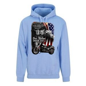 Biker Christian Motorcycles Lover One Nation Under God Unisex Surf Hoodie