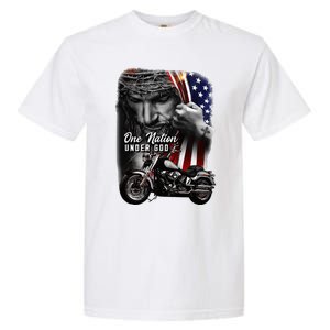 Biker Christian Motorcycles Lover One Nation Under God Garment-Dyed Heavyweight T-Shirt