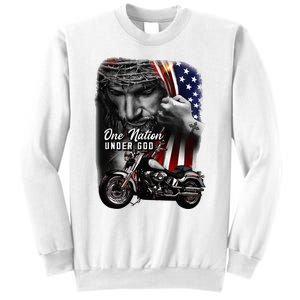 Biker Christian Motorcycles Lover One Nation Under God Sweatshirt