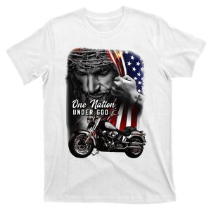 Biker Christian Motorcycles Lover One Nation Under God T-Shirt