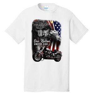 Biker Christian Motorcycles Lover One Nation Under God Tall T-Shirt