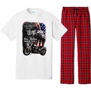 Biker Christian Motorcycles Lover One Nation Under God Pajama Set